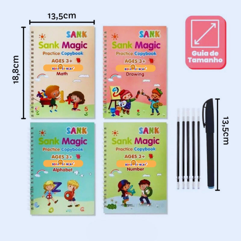Kit Mágico com 4 Livros de Caligrafia Montessori