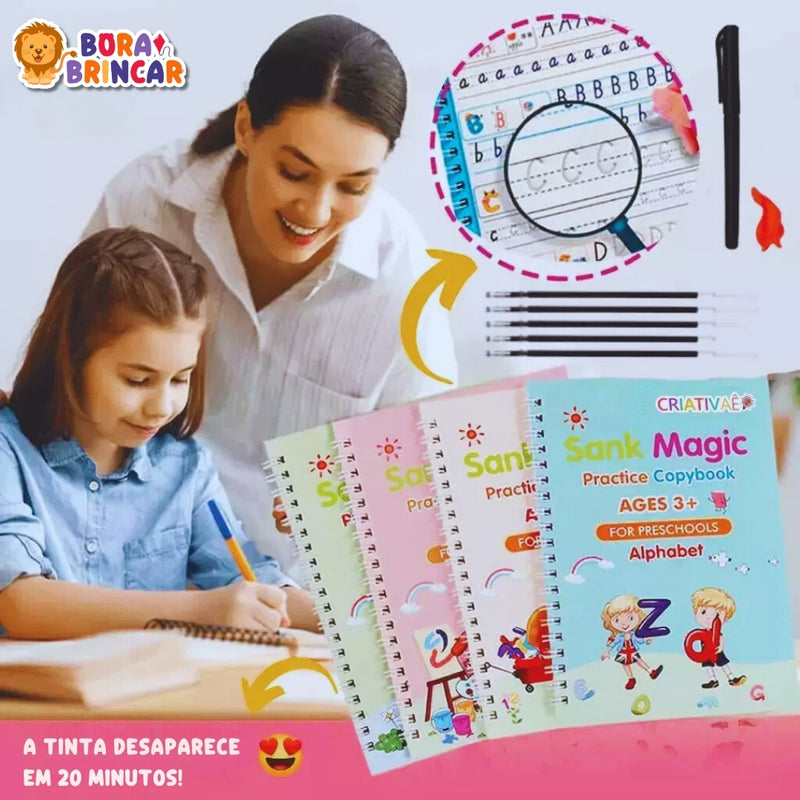 Kit Mágico com 4 Livros de Caligrafia Montessori