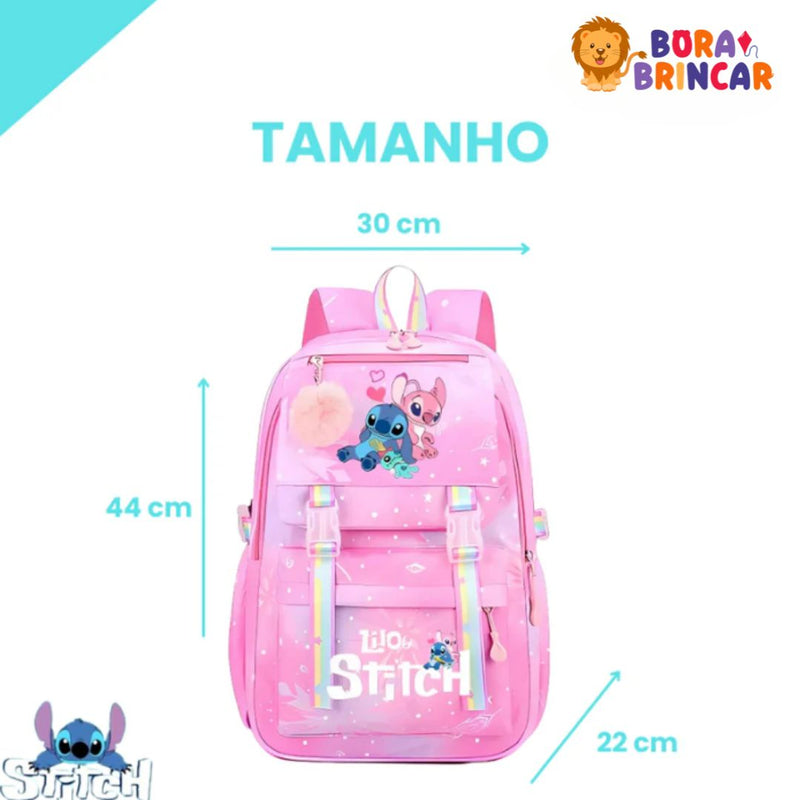 Mochila Escolar Mundo do Stitch® - Impermeável