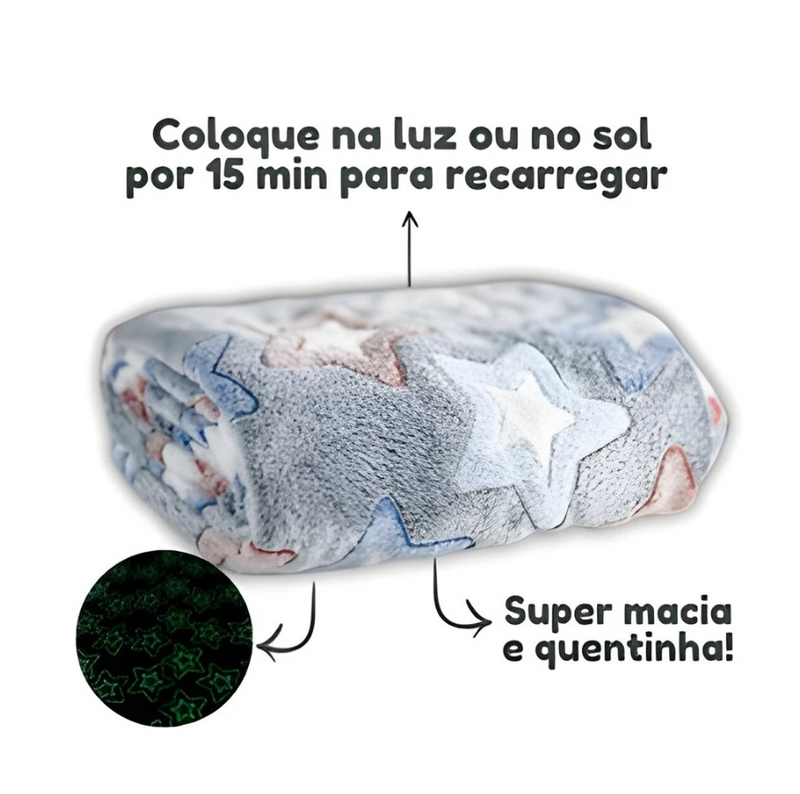 Manta Cobertor Bebe Infantil Estampado Brilha no Escuro Microfibra Antialérgico
